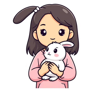 Girl with bunny sticker
