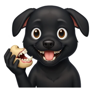 Black dog bite a hand sticker