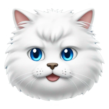 White fluffy fat cat with blue eyes eating steak sticker