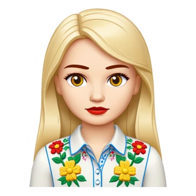 A Ukrainian girl in an embroidered shirt holds Lego bricks sticker