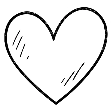 hand-drawn outlined heart with violet and grey accents sticker