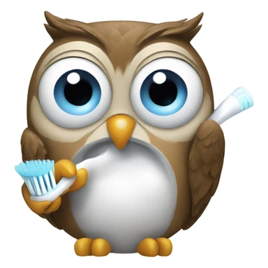 Owl brushing teeth sticker