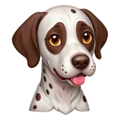 Cinematic Comical German Pointer Portrait Emoji, Head tilted dramatically with an exaggeratedly amused expression, featuring a striking liver and white coat with bold markings, wide, expressive brown eyes filled with playful disbelief, Simplified yet hilariously expressive features, highly detailed, glowing with a slightly sassy glow, high shine, dramatic yet playful, stylized with an air of cheeky charm, bright and endearing, soft glowing outline, capturing the essence of a spirited and over-the-top companion, so meme-worthy it feels like it could side-eye its way into internet fame instantly! sticker