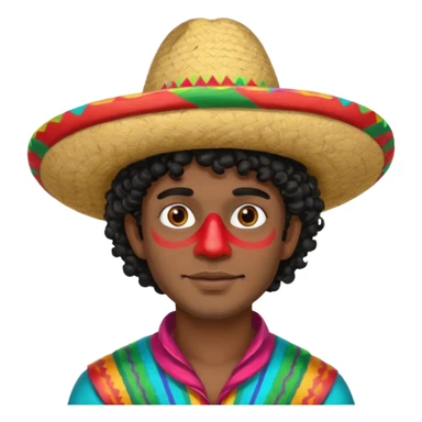 painted face mexican theme, curly hair, male sticker