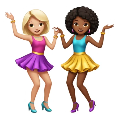 Best friends dancing at a party: one black girl one white girl sticker
