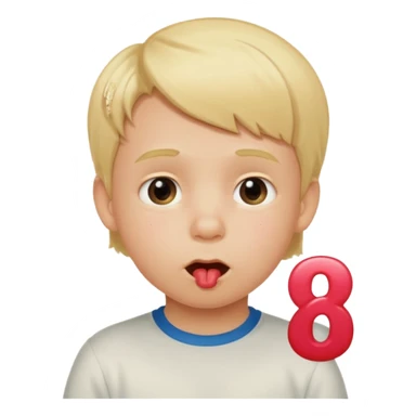 Blonde kid drooling with numbers 67 next to him  sticker