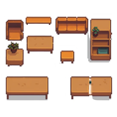 planned furniture, top-down view, simple shapes sticker