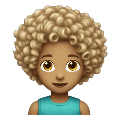 Light skin with long curly hair kid sticker