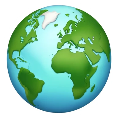 Earth globe with green continents shaped to form the number 1, iOS emoji style sticker