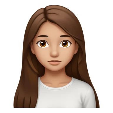 make a teenage 17 year old woman emoji with straight long brown hair and brown eyes with pretty eyelashes wearing a white top latina baddie sticker