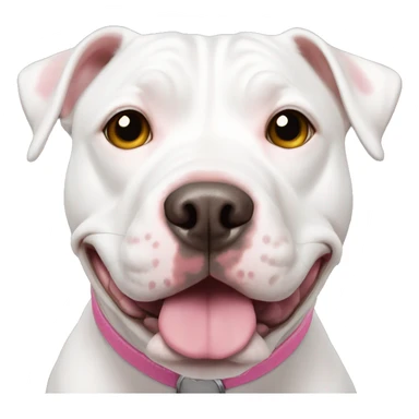 White pittie with tan spot on eye and pink nose sticker