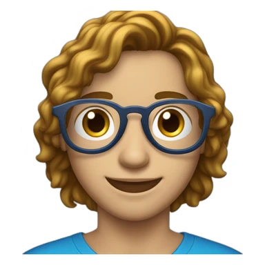 Jove estudiante con lentes azul y cabello semi ondulado  sticker