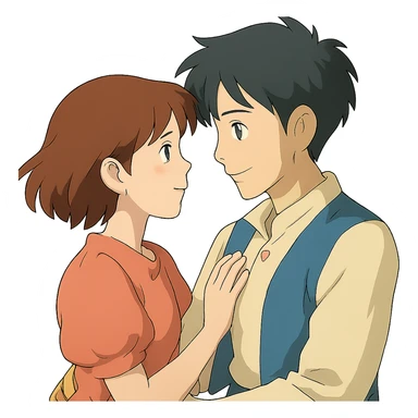 ghibli style romantic couple sticker