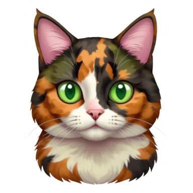 dark tortoiseshell cat half pink nose green eyes sticker