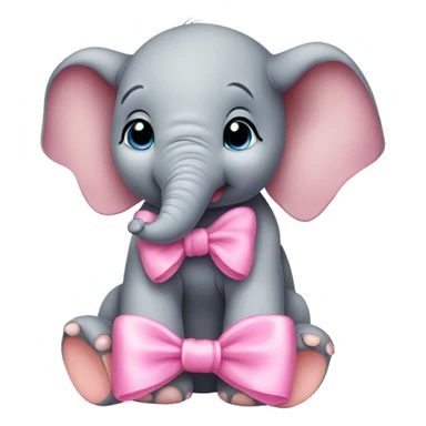 Baby elephant wearing pink bow sticker