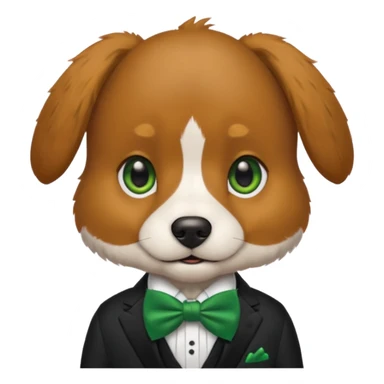 dog with suit and green bow tie sticker