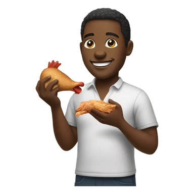 Happy black guy with chicken  sticker