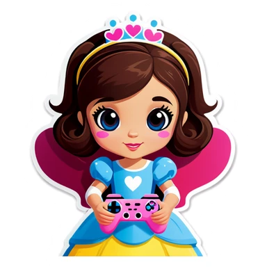 Gamer girl child princess with hearts  sticker