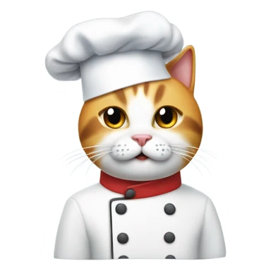 Cat with chef hat and cutting board with chopped up fish on it sticker