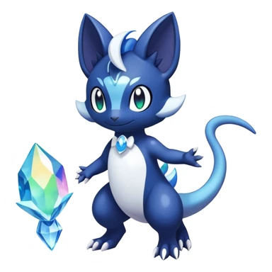 Rainbow crystal mix Shiny pastel Salandit-Meowstic-Noibat-Fakémon-hybrid-creature (full body)  sticker