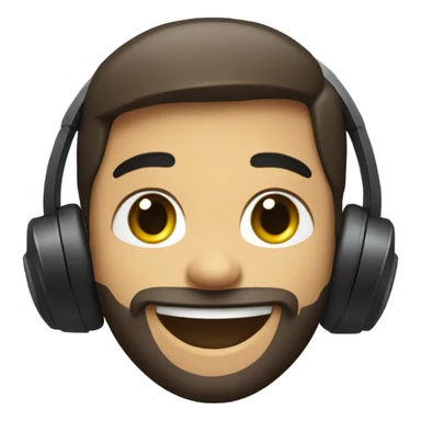 smiling boy portrait with beard with headphones  sticker