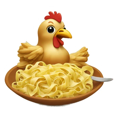 Chicken eating fettuccine sticker