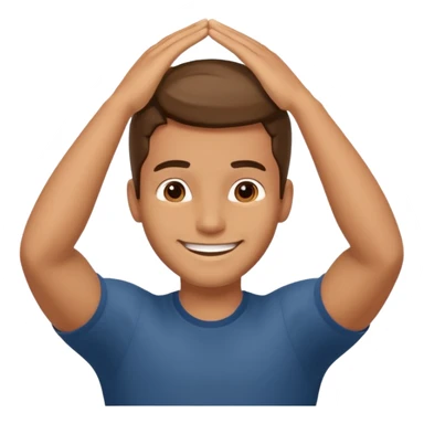 Picture of a handsome man smiling like he is very confident in himself with his hand on his head sticker