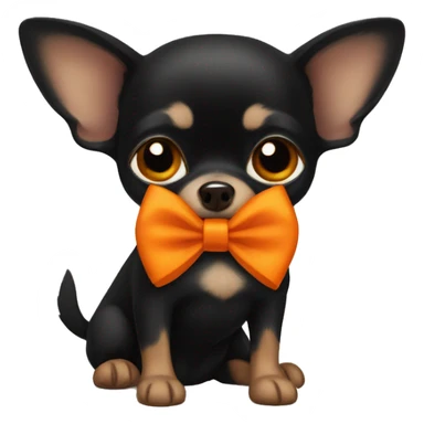 Black chihuahua with orange bow sticker