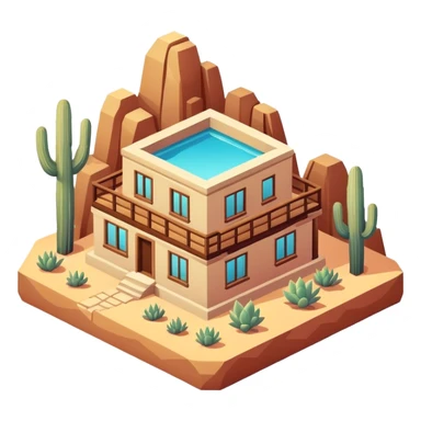 Isometric southwestern desert home sticker
