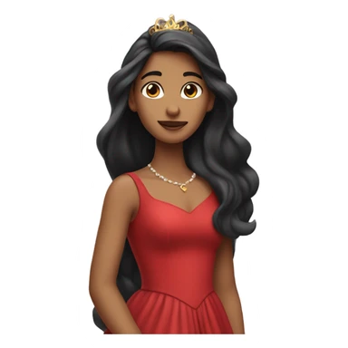 Princess with long dark hair with red dress  sticker