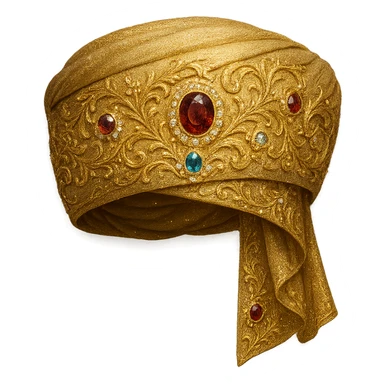 gold imama with gemstone accents, ornate, sparkling, realistic style sticker