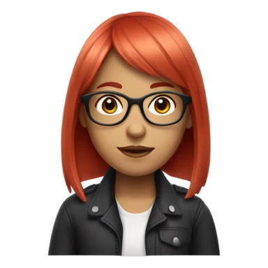 A girl with white bangs and a clear different medium-length red hair, and glasses. sticker