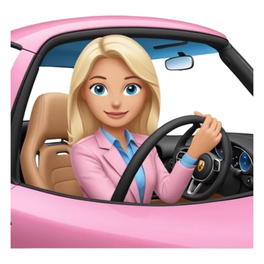 Pink porsche taycan with blonde with blue eyes driving it sticker