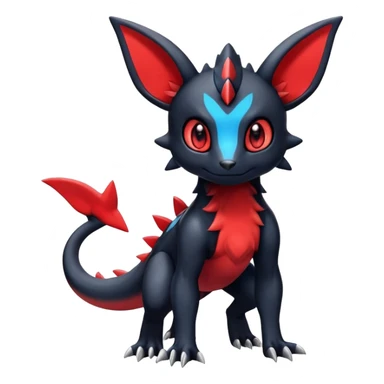 Cute Shiny Guilmon-Salandit-Umbreon-Fakémon-hybrid-creature (full body)  sticker