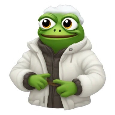 pepe the rog cold and snowy sticker