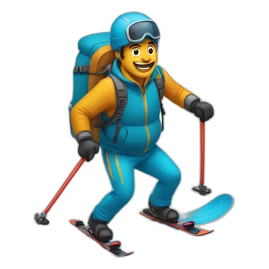food delivery guy on skis sticker