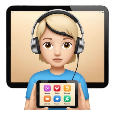 tablet with rounded corners, on the screen an interface with a person presenting onlince course sticker