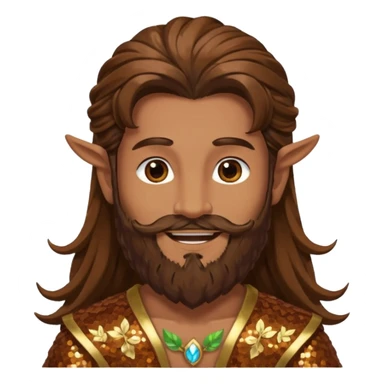 Pan, God of Nature from Gods and Goddesses with long brown hair and beard, brown sequin outfit sticker