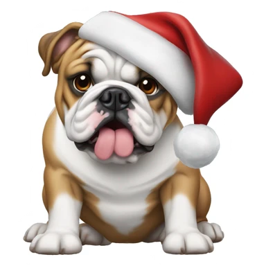 English bulldog with Santa hat sticker