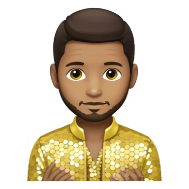 Usher with dark brown hair, pale yellow sequin outfit sticker