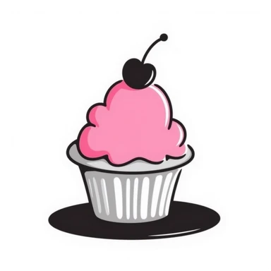 A cupcake with pink icing sticker