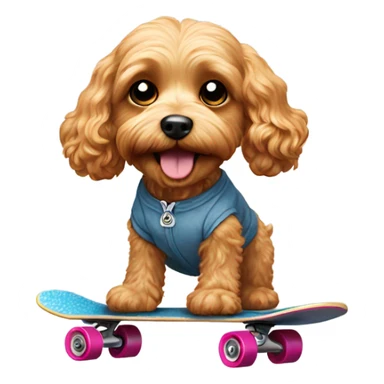 Cavapoo dog riding a skateboard sticker