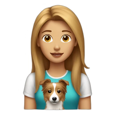 light-broun hair yong woman and a sheltie dog sticker