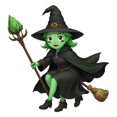 witch riding a broom sticker