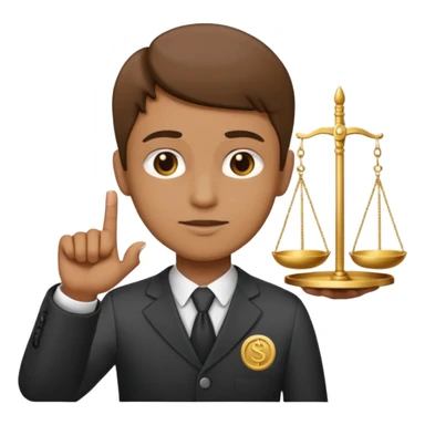 A serious person balancing a coin and legal scale emoji sticker
