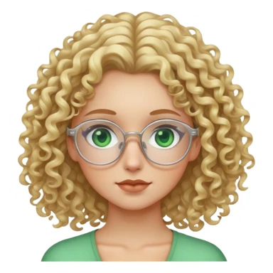 Blonde girl with curly hair and green eyes and clear glasses sticker