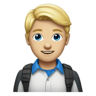 blond teenage boy wearing blue collared shirt sticker