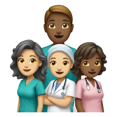 A group of five nurses all ages sticker