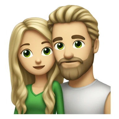 kiss-kiss dirty blonde haired man with beard and girl green eyes and very long dark blond hair sticker