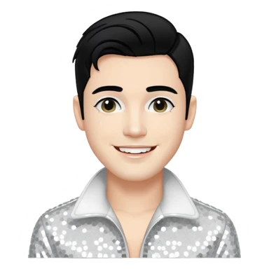 Sugar Bones, Male Electropop Singer from Confidence Man with black hair with white highlights, white sequin outfit sticker